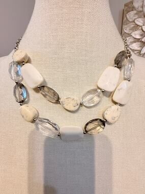 Vintage Lucite Bead Double Strand Statement Necklace 20”